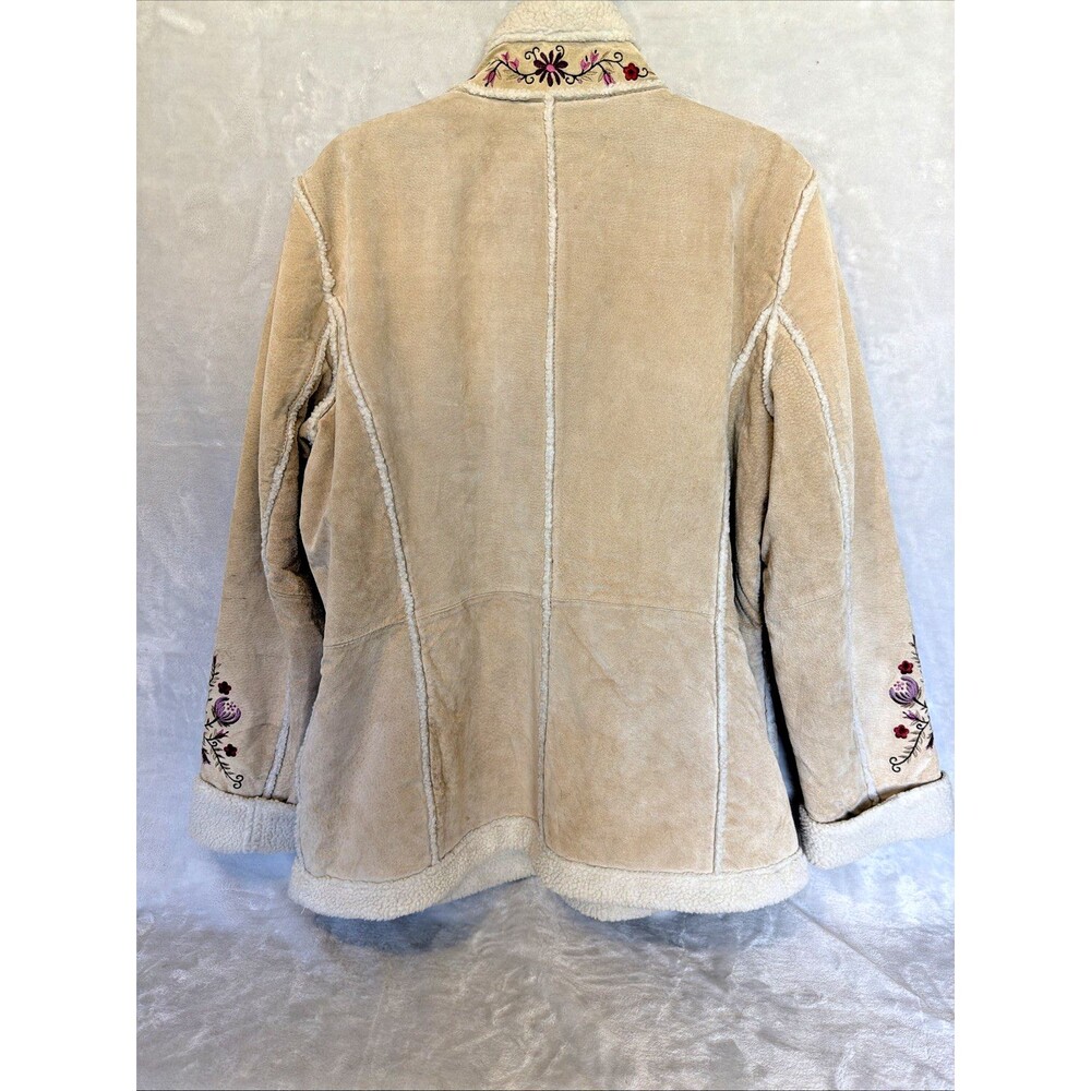 Vintage 90s Embroidered Floral Leather Jacket XL Phoebe Friends Penny Lane - Picture 3 of 15